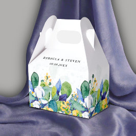 Caixinha De Lembrancinhas Casamento azul-branco floral elegante