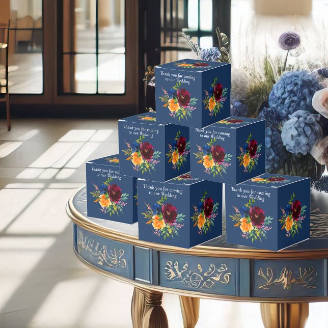 Caixinha De Lembrancinhas Casamento Azul Floral Azul Brilhante (Criador carregado)