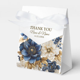 Caixinha De Lembrancinhas Casamento Azul Marinho Branco Floral Dourado Prata