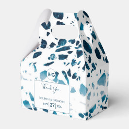 Caixinha De Lembrancinhas Casamento Azul Mosaico Moderno Abstrato Terrazzo