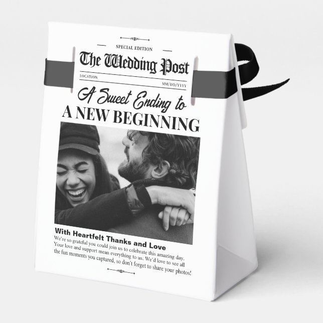 Caixinha De Lembrancinhas Casamento Boas-Favoritas Embalagens De Jornais De  (Verso)