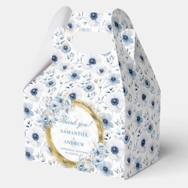 Caixinha De Lembrancinhas Casamento Bohemiano Moderno Azul Pastel Dourado Ob (Modern Bohemian Pastel Blue Gold Wedding Thank You Favor Boxes)