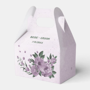 Caixinha De Lembrancinhas casamento botânico com flores roxas