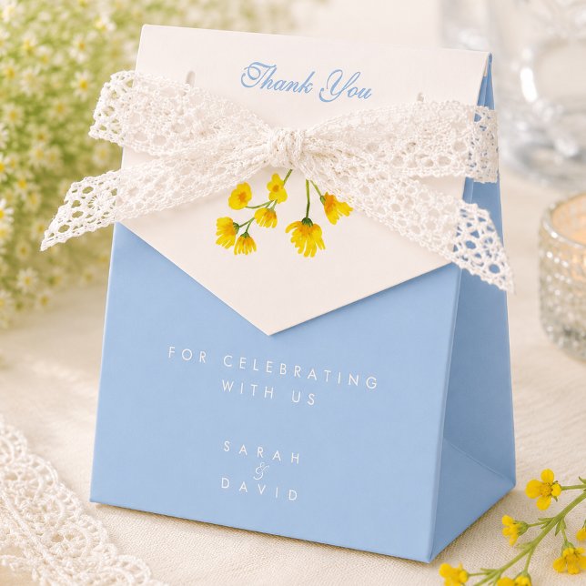 Caixinha De Lembrancinhas Casamento botão-de-ouro Azul & Amarelo (Criador carregado)