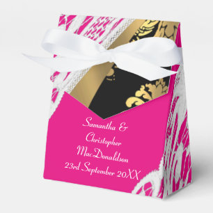 Caixinha De Lembrancinhas Casamento branco de renda branca, preto-rosa e dam