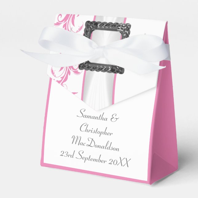 Caixinha De Lembrancinhas Casamento branco de renda branco, úmido, rosa páli (Frente)