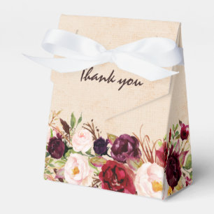 Caixinha De Lembrancinhas Casamento Burgundy Red Floral Boho