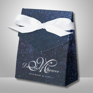 Caixinha De Lembrancinhas Casamento Celestial Blue Starry Night Obrigado