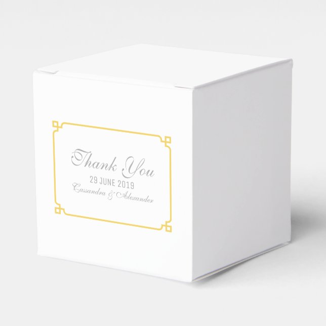 Caixinha De Lembrancinhas Casamento Chic Deco Amarelo (Frente)