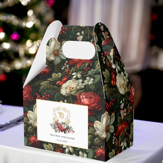 Caixinha De Lembrancinhas Casamento Clássico de Crest Floral Monograma (Criador carregado)