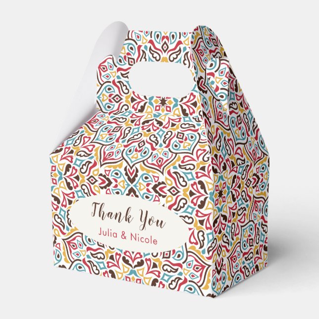 Caixinha De Lembrancinhas Casamento Clássico Geométrico de Mandala (Frente)