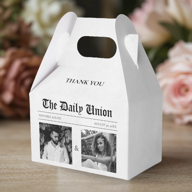 Caixinha De Lembrancinhas Casamento com artigo de jornal (Newspaper Article Wedding Favor Boxes
)