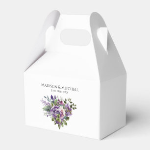 Caixinha De Lembrancinhas Casamento com Buquê de Aquarela Violeta Roxo