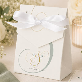Caixinha De Lembrancinhas Casamento com Monograma Elegante em Verde Esmerald