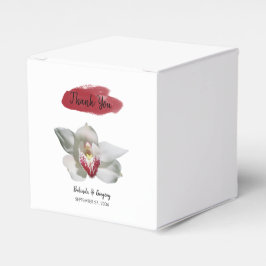 Caixinha De Lembrancinhas Casamento com Orquídea Branca de Borgonha
