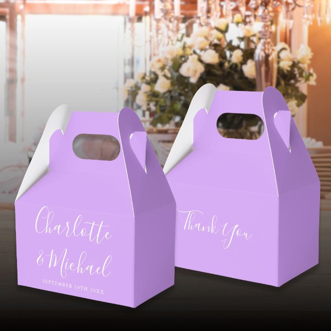 Caixinha De Lembrancinhas Casamento com Roteiro de Assinatura Elegante Lavan (Lilac Lavender Elegant Signature Script Wedding Favor Boxes)