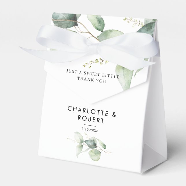 Caixinha De Lembrancinhas Casamento com Watercolor Eucalyptus Greenery Obrig (Frente)