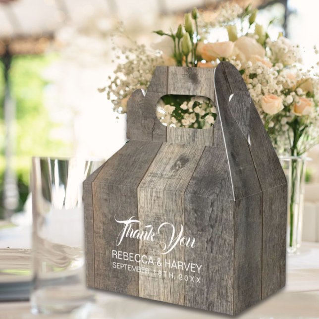 Caixinha De Lembrancinhas casamento da farinha de madeira do país russo ocid (rustic western country woodgrain barn wedding favor boxes)