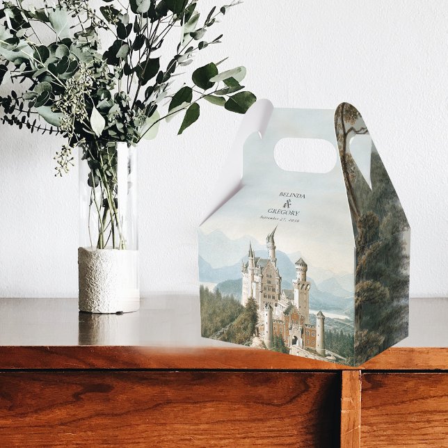 Caixinha De Lembrancinhas Casamento da Floresta Russa do Castelo de Fairytal (Vintage Fairytale Castle Rustic Forest Wedding Favor Box)