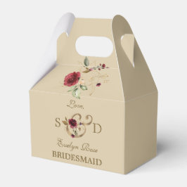Caixinha De Lembrancinhas Casamento das Flores Douradas Real Burgundy