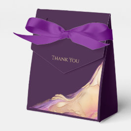 Caixinha De Lembrancinhas Casamento de Abstrato Dourado e Roxo Moderno