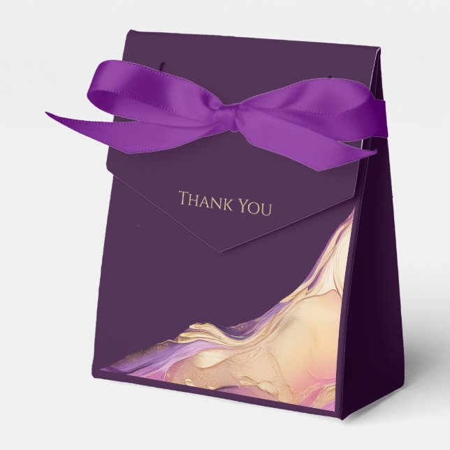 Caixinha De Lembrancinhas Casamento de Abstrato Dourado e Roxo Moderno (Frente)