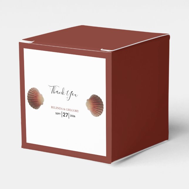 Caixinha De Lembrancinhas Casamento de Amarros de Seashell de Praia (Frente)