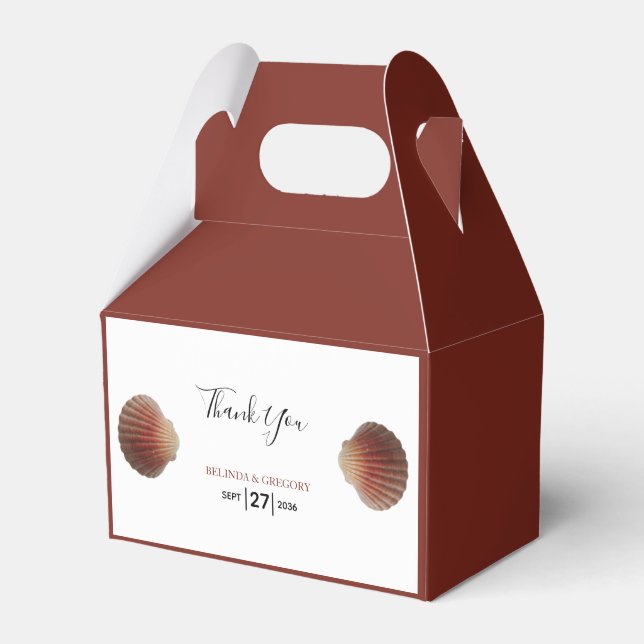 Caixinha De Lembrancinhas Casamento de Amarros de Seashell de Praia (Frente)