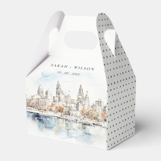 Caixinha De Lembrancinhas Casamento de Aquarela de Kansas City Missouri (Frente)