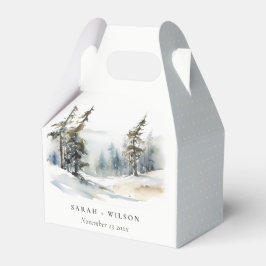 Caixinha De Lembrancinhas Casamento de Aquarela de Pinheiros de Inverno