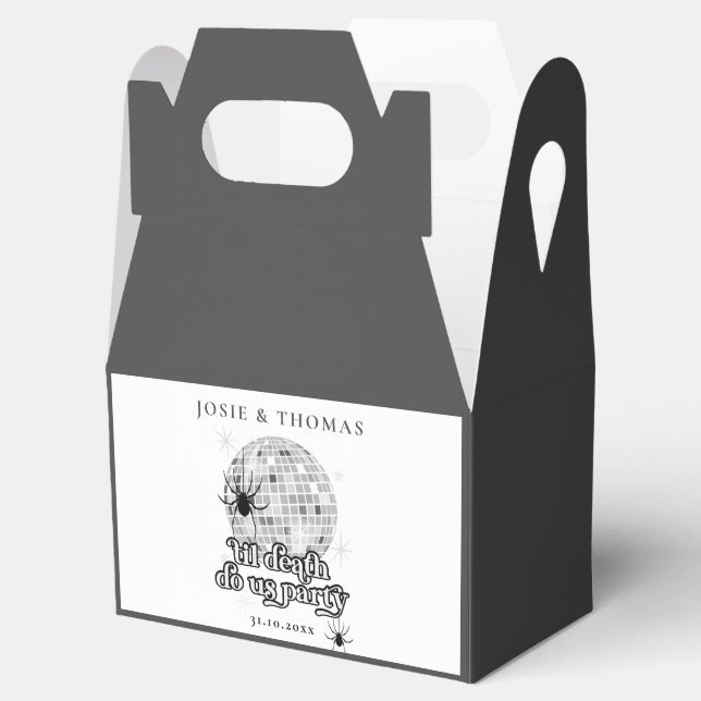 Caixinha De Lembrancinhas Casamento de Aranhas e Bola de Disco Retro Hallowe (Aberto)