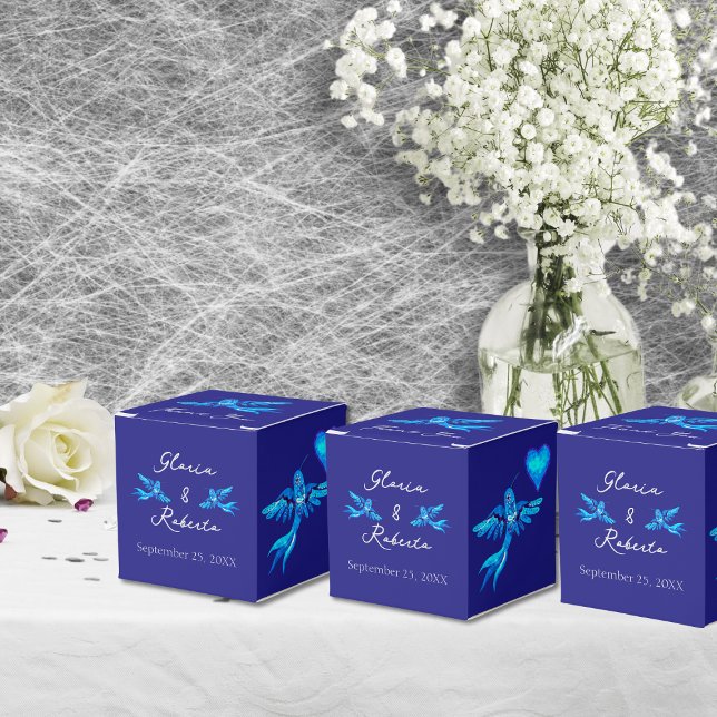 Caixinha De Lembrancinhas Casamento de Blue Hummingbird Boho Mexicano (Criador carregado)