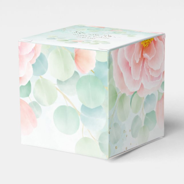 Caixinha De Lembrancinhas Casamento de Blush Peony Greenery Eucalyptus Water (Frente)