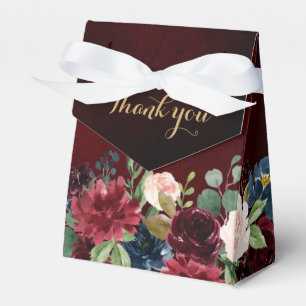 Caixinha De Lembrancinhas Casamento de Boho Russo Floral Marinho Vermelho Bu