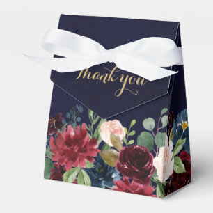 Caixinha De Lembrancinhas Casamento de Boho Russo Floral Marinho Vermelho Bu