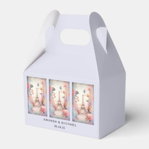 Caixinha De Lembrancinhas Casamento de Borboletas e Flores da Torre Eiffel