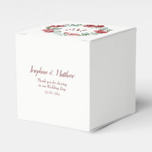 Caixinha De Lembrancinhas Casamento de Burgundy Floral Rosa Wreath Monograma