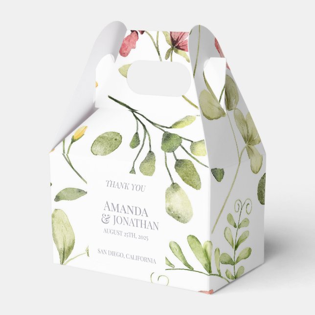 Caixinha De Lembrancinhas Casamento de Caligrafia das Flores de Campo Modern (Frente)