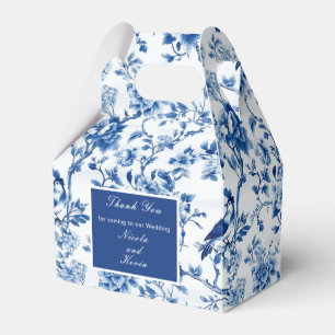 Caixinha De Lembrancinhas Casamento de Chinoiserie Blue Birds and Flowers