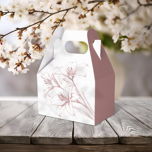 Caixinha De Lembrancinhas Casamento de Contorno de Lily Rosa (Criador carregado)