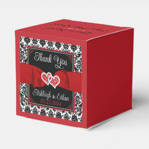 Caixinha De Lembrancinhas Casamento de Corações de Amor Preto, Branco, Verme