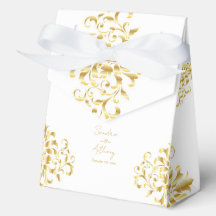 Casamento de Damasco Elegante em Ouro e Branco