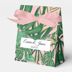 Caixinha De Lembrancinhas Casamento de Destino Tropical Exótica Verde Rosa