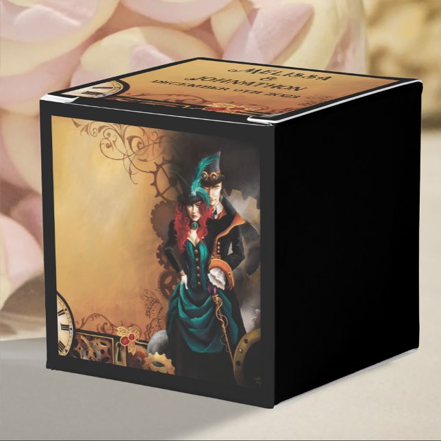 Caixinha De Lembrancinhas Casamento de Elegância Vitoriano Steampunk (Criador carregado)