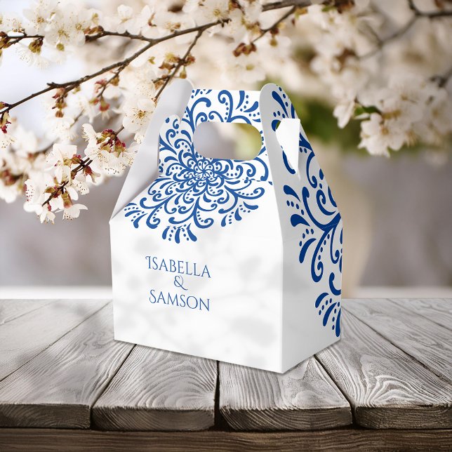 Caixinha De Lembrancinhas Casamento De Fardo Azul Whimsical (Criador carregado)