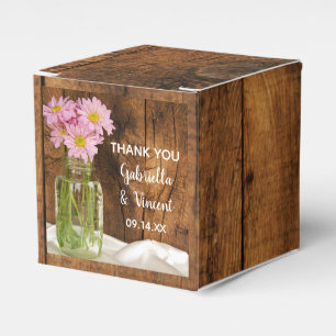 Caixinha De Lembrancinhas Casamento de Faux Barn Wood Mason Jar e Daisies Ro