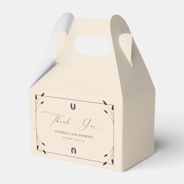 Caixinha De Lembrancinhas Casamento de Fazenda Ranch Boho Ferradura Ocidenta (Frente)