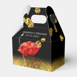 Caixinha De Lembrancinhas Casamento de Flor Vermelha Negra Elegante