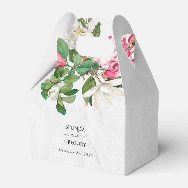 Caixinha De Lembrancinhas Casamento de Flores de Aquarela Magnolia (Frente)