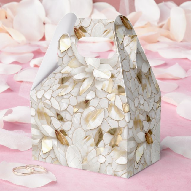 Caixinha De Lembrancinhas Casamento de Flores de Lotus Brancos de Glam Doura (Casamento)